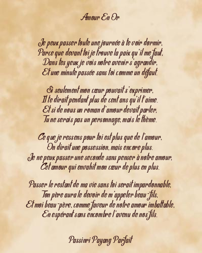 Le poème en image: Amour En Or