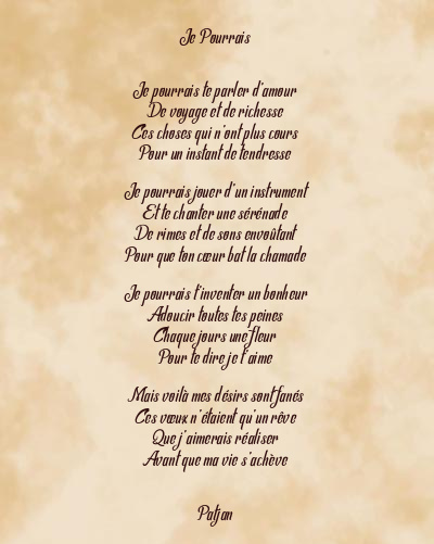 Le poème en image: Je Pourrais