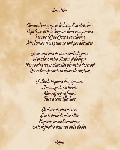 Le poème en image: Dis Moi
