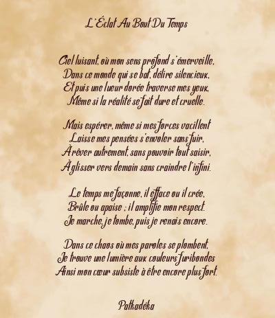 Le poème en image: L’éclat Au Bout Du Temps