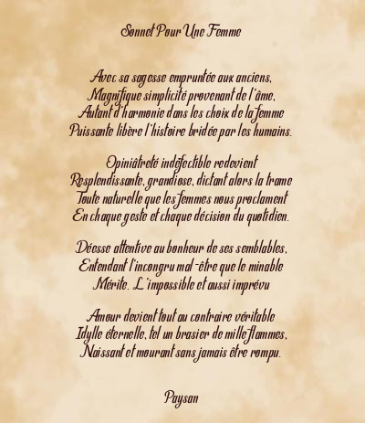 Le poème en image: Sonnet Pour Une Femme