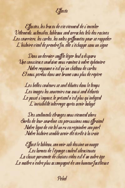 Le poème en image: Effacés