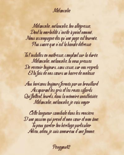 Le poème en image: Mélancolie