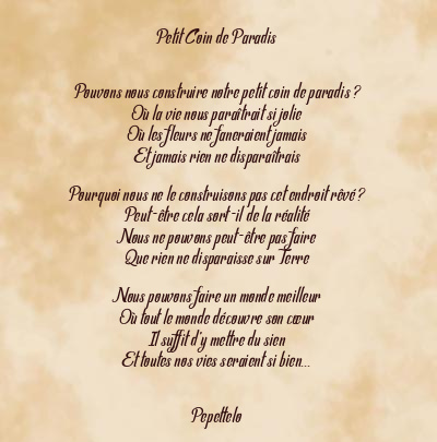 Le poème en image: Petit Coin De Paradis