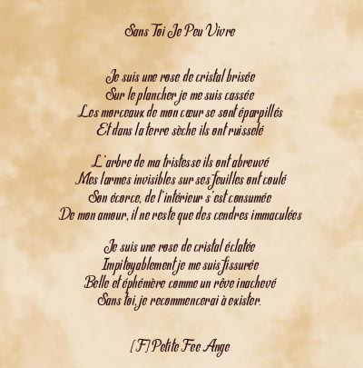 Le poème en image: Sans Toi Je Peu Vivre