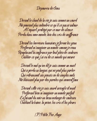 Le poème en image: Depourvu De Sens