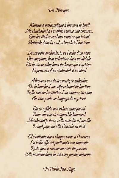 Le poème en image: Voi Feerique