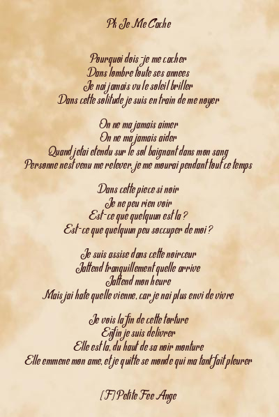 Le poème en image: Pk Je Me Cache