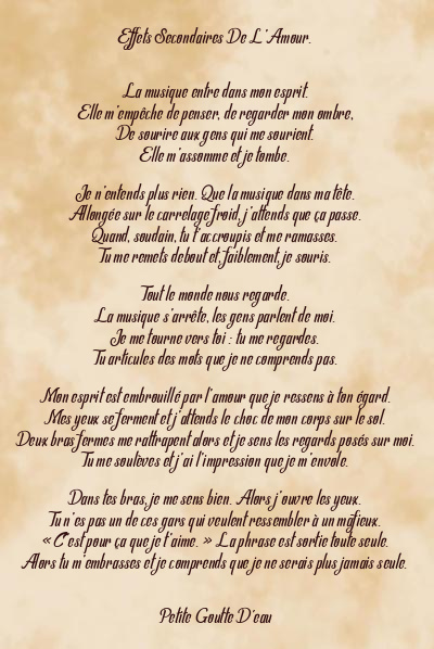 Le poème en image: Effets Secondaires De L’amour.