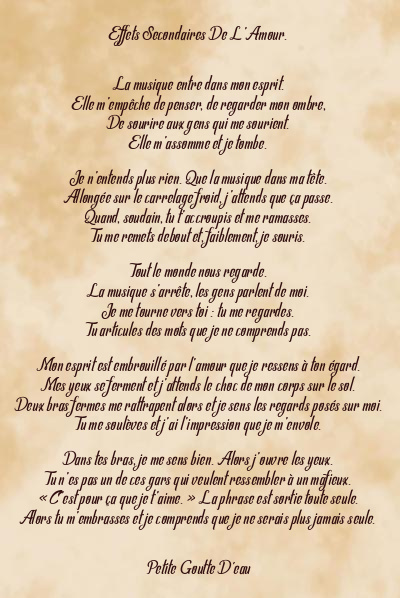 Le poème en image: Effets Secondaires De L’amour.