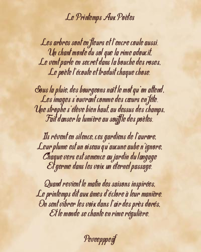 Le poème en image: Le Printemps Aux Poètes