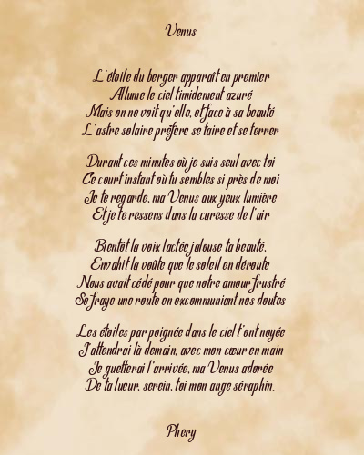 Le poème en image: Venus