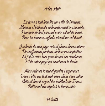 Le poème en image: Aidez Haïti