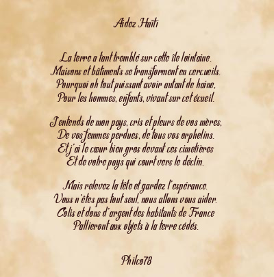 Le poème en image: Aidez Haïti