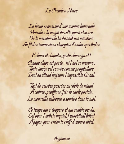 Le poème en image: La Chambre Noire