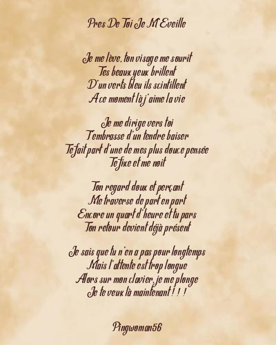 Le poème en image: Pres De Toi Je M’eveille