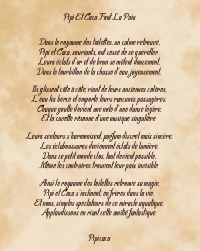 Le poème en image: Pipi Et Caca Font La Paix
