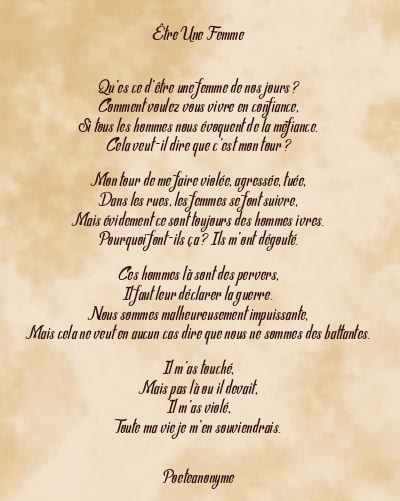 Le poème en image: Être Une Femme