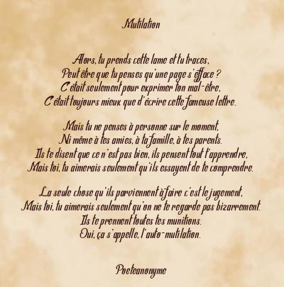 Le poème en image: Mutilation