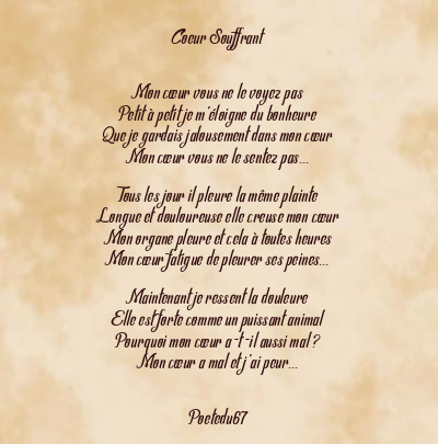 Le poème en image: Coeur Souffrant