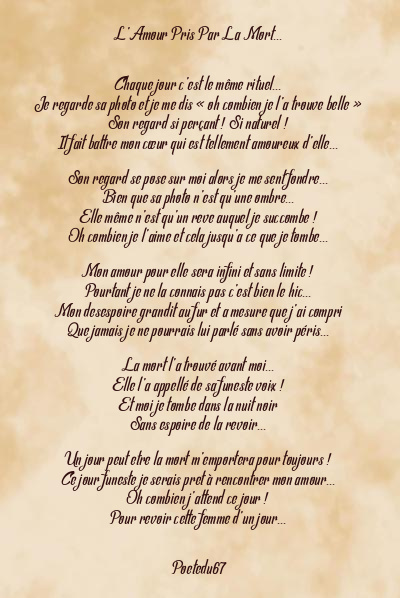 Le poème en image: L’amour Pris Par La Mort…