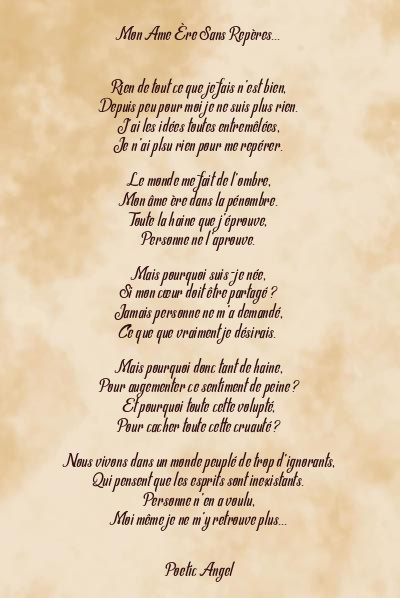 Le poème en image: Mon Ame Ère Sans Repères…