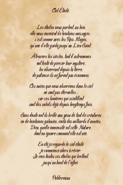 Le poème en image: Ciel Étoilé.