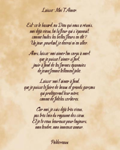 Le poème en image: Laisse-Moi T’aimer.