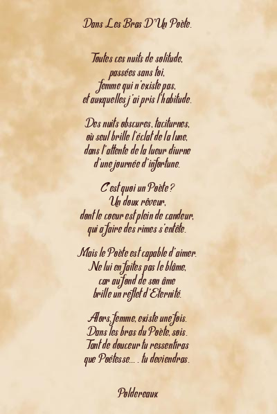 Le poème en image: Dans Les Bras D’un Poète.