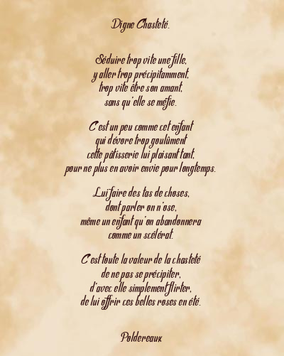 Le poème en image: Digne Chasteté.