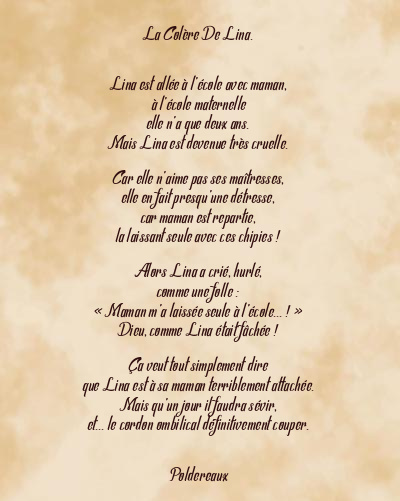 Le poème en image: La Colère De Lina.