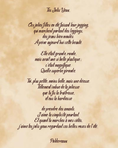 Le poème en image: Tes Jolis Yeux.