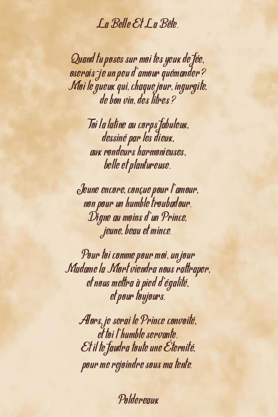 Le poème en image: La Belle Et La Bête.