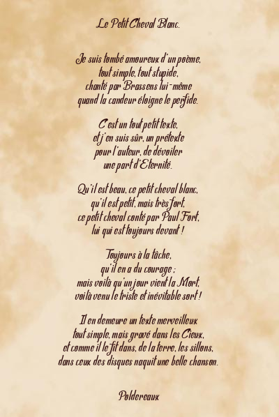 Le poème en image: Le Petit Cheval Blanc.