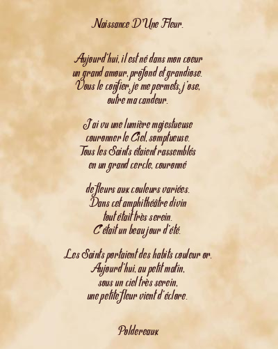 Le poème en image: Naissance D’une Fleur.