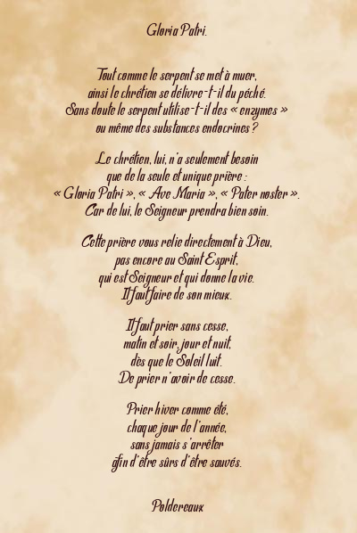 Le poème en image: Gloria Patri.