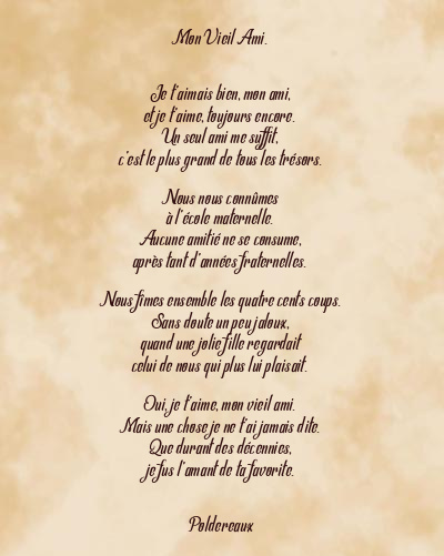 Le poème en image: Mon Vieil Ami.