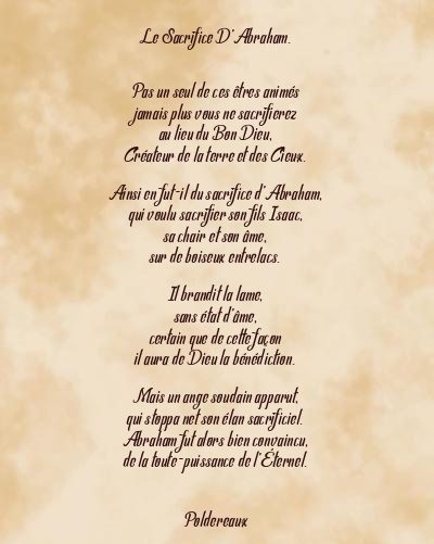 Le poème en image: Le Sacrifice D’abraham.