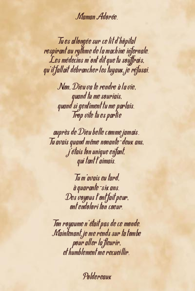 Le poème en image: Maman Adorée.