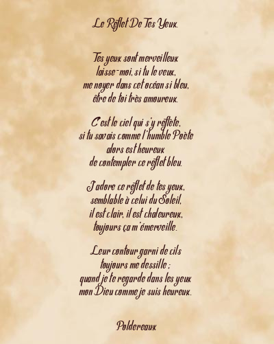 Le poème en image: Le Reflet De Tes Yeux.
