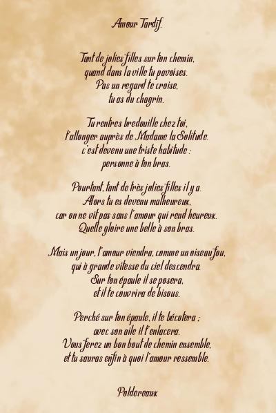 Le poème en image: Amour Tardif.