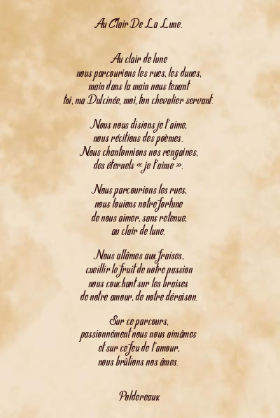 Le poème en image: Au Clair De La Lune.