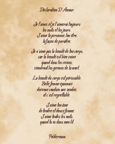 Le poème en image: Déclaration D’amour.