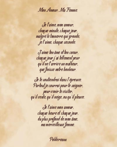 Le poème en image: Mon Amour, Ma Femme.