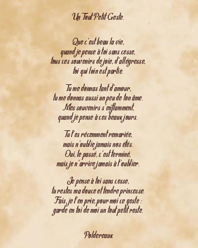 Le poème en image: Un Tout Petit Geste.