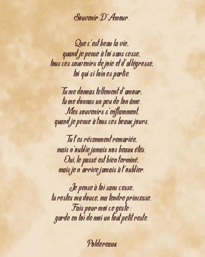 Le poème en image: Souvenir D’amour.