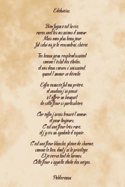 Le poème en image: Edelweiss.