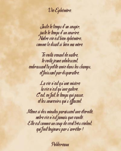Le poème en image: Vie Éphémère.