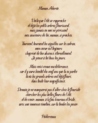 Le poème en image: Maman Adorée.