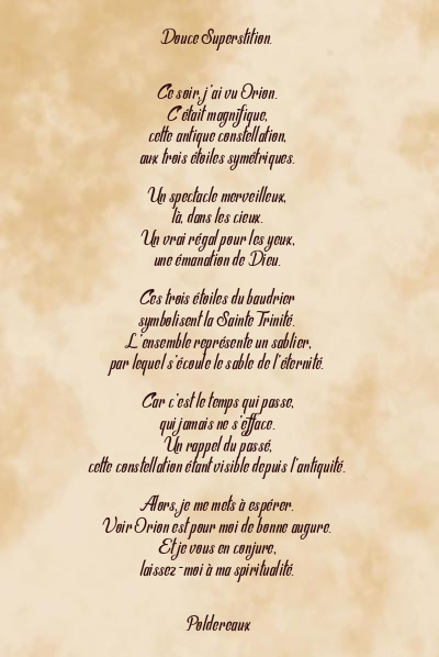 Le poème en image: Douce Superstition.